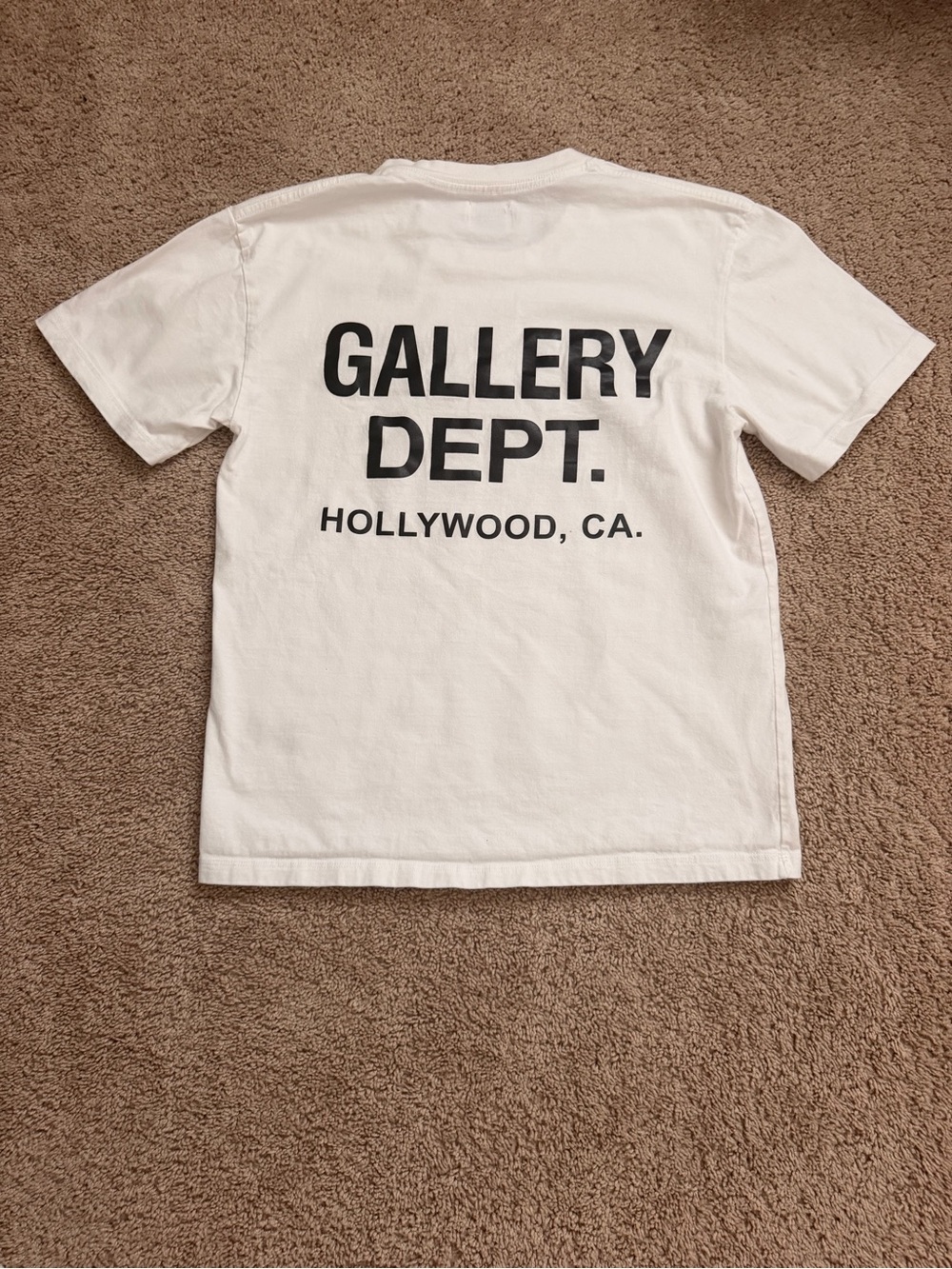 Gallery Dept White Tee with Black Logo Tag
